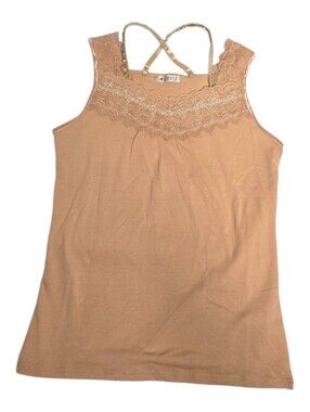 NEW Axes Femme orange peach coquette lace beaded Lolita tank top M